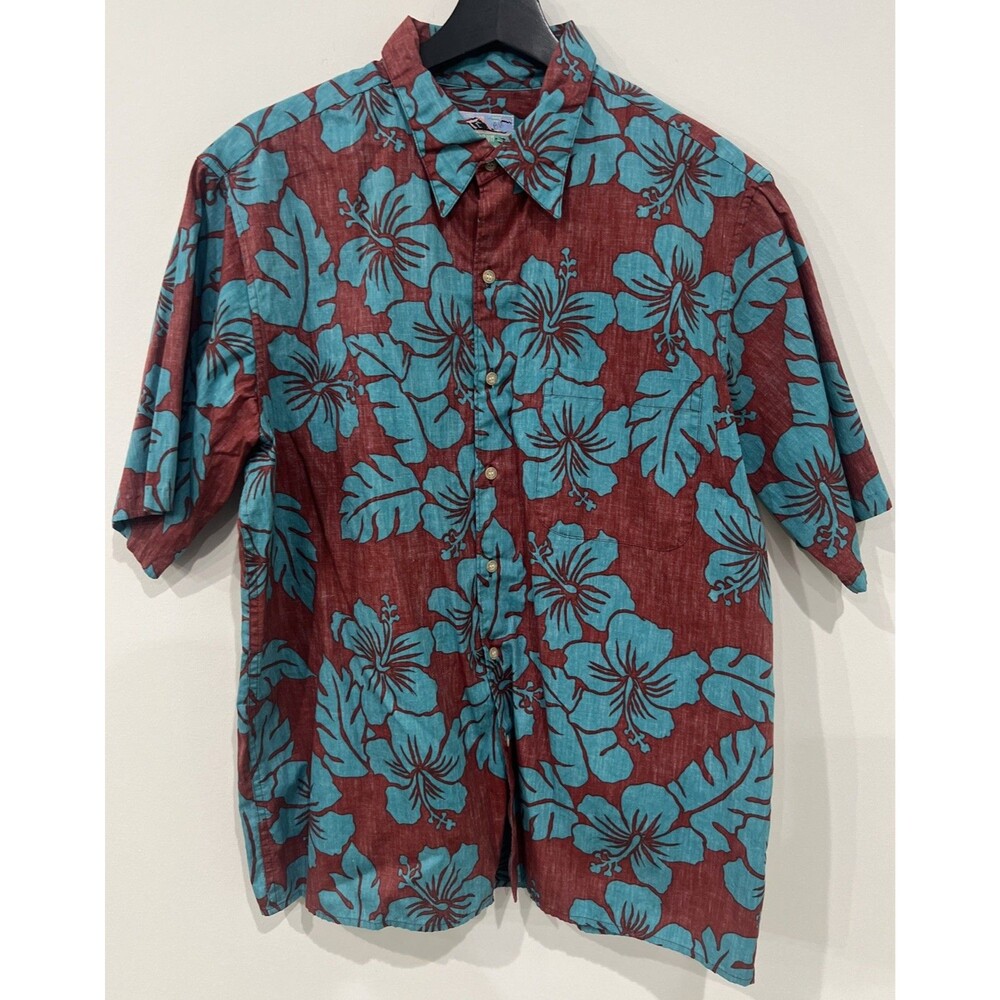 Vintage Reyn Spooner Hawaiian Floral Button Up Shirt Size Large Reverse Print